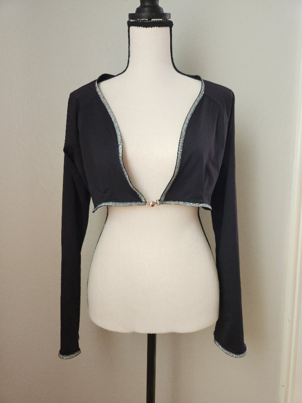 Lotus Black with Silver Detailing Ballet Shrug Womens Size Large